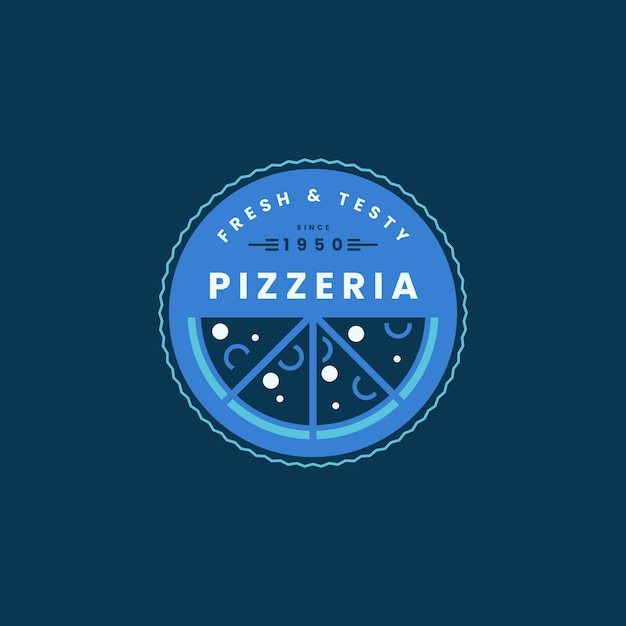 Vettore logo vintage pizzeria design piatto