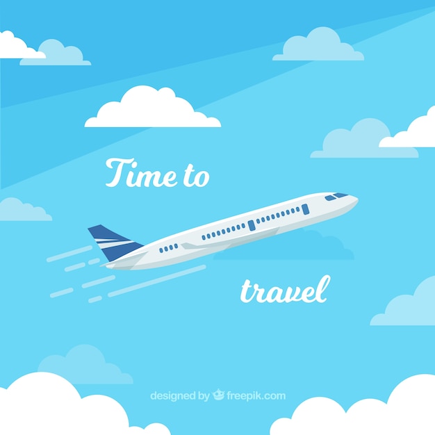 Flat design plane travel background