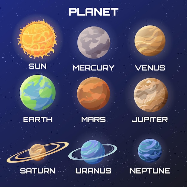 フラットデザインの惑星イラスト集