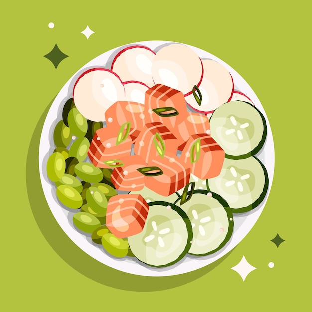 Vector flat design poke illustration