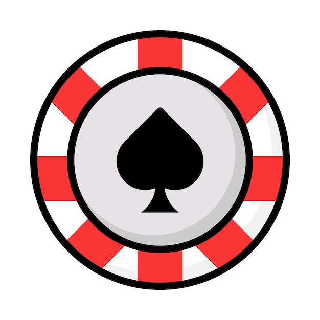 Фишки для покера в плоском дизайне Лопата для покера Фишки для покера Мультяшный векторный значок фишки для покера изолирован на белом фоне