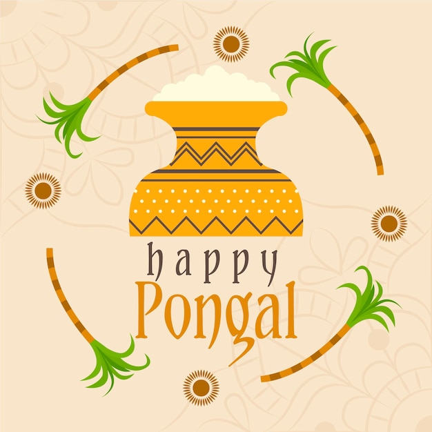 Flat design pongal festival