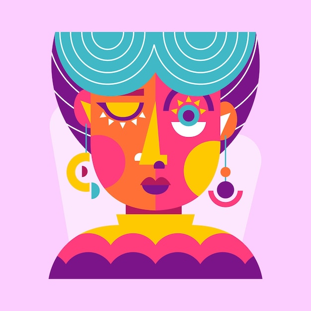 flat design portrait with abstract shapes