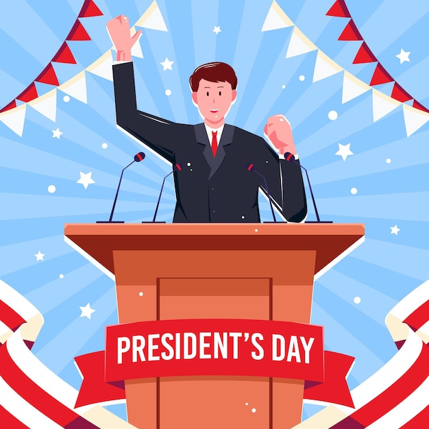 Flat design president's day illustrated