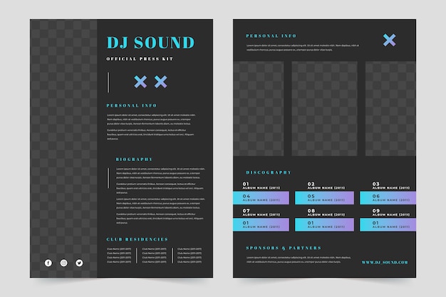 Flat design press kit template