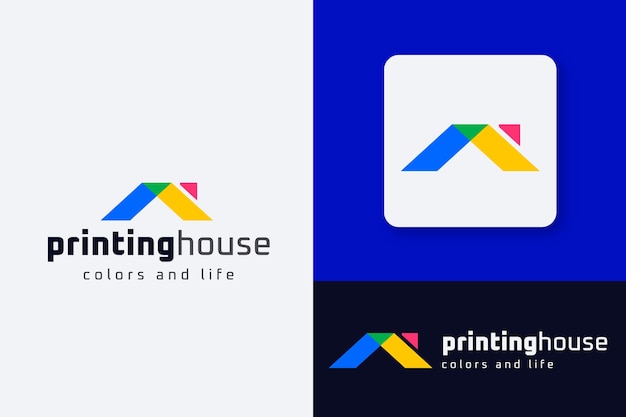 Flat design printing house logo template