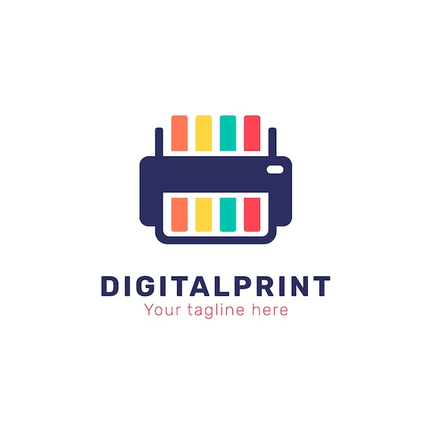 Flat design printing house logo template