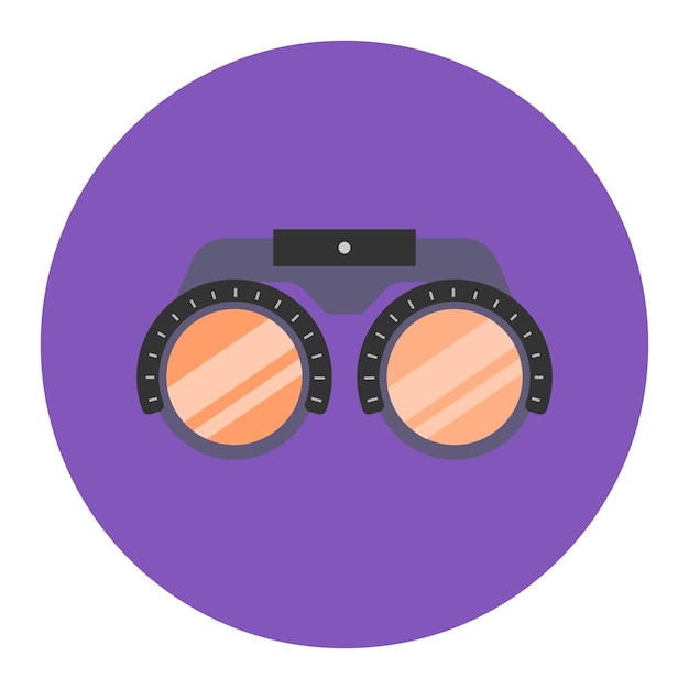Вектор Плоский дизайн фиолетовый круглый значок бинокля на фиолетовом фоне компактная оптика бинокля