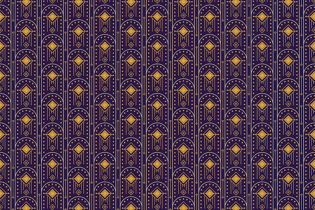 Flat design purple and golden  art deco pattern