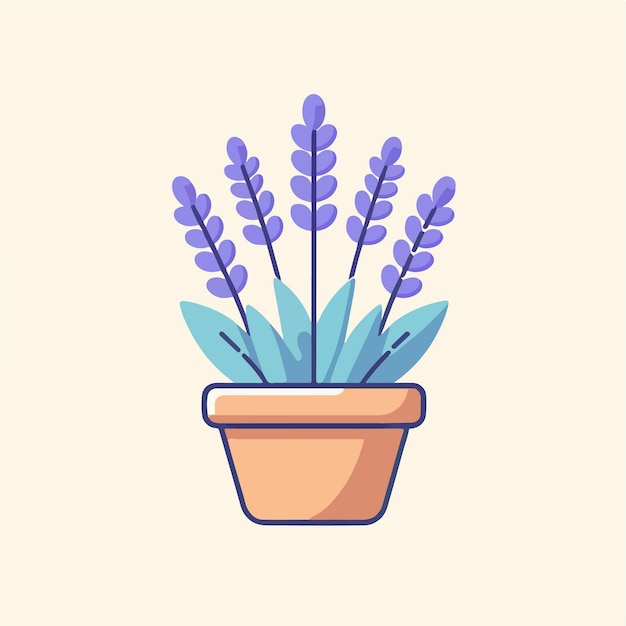 flat design purple houseplant in a flowerpot