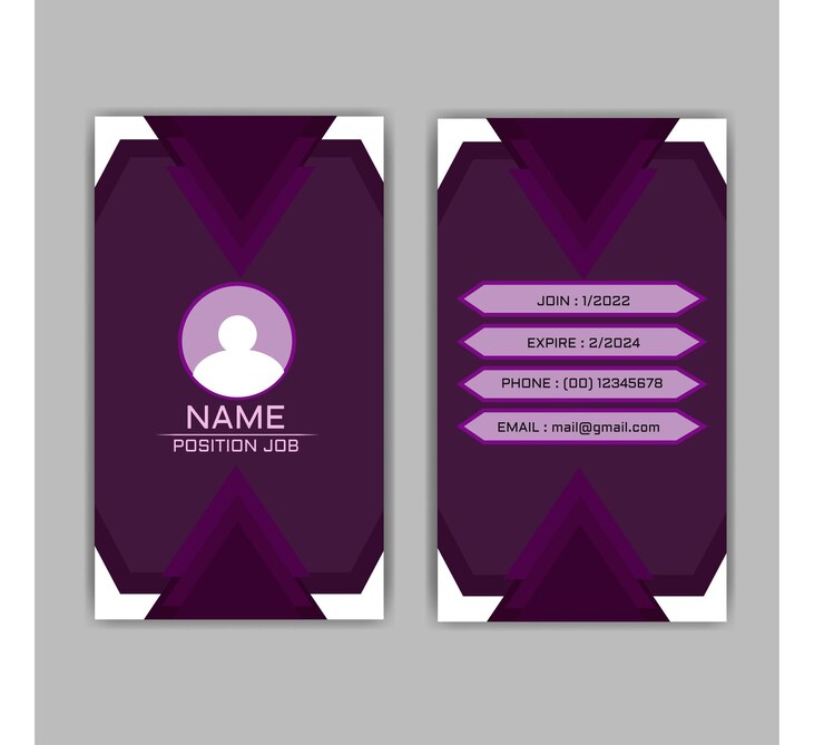 Vector flat design purple  id card template
