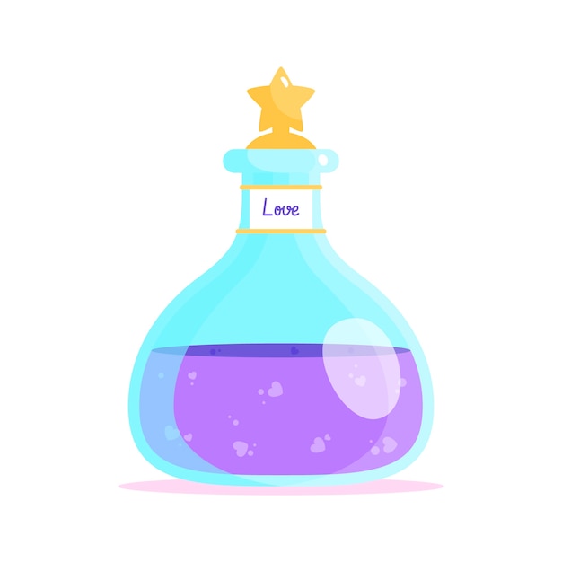 Vector flat design purple love potion illustration