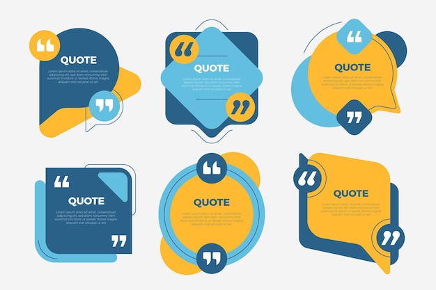 Flat design quote box frame collection