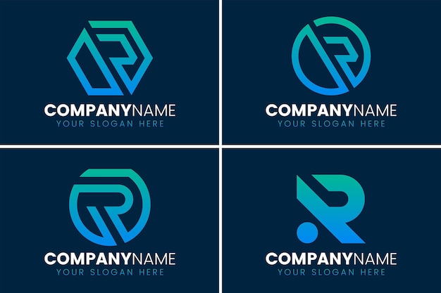 Коллекция шаблонов логотипа r в плоском дизайне