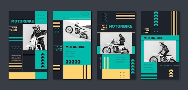 Vector flat design racing competition instagram stories