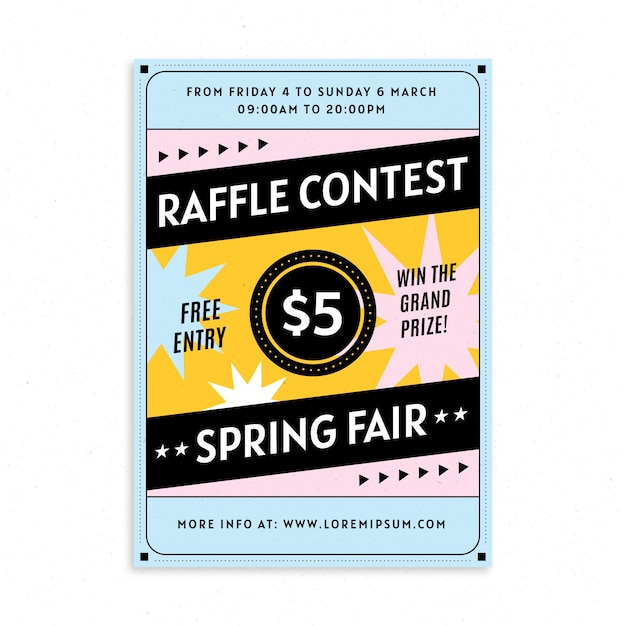 Vector flat design raffle flyer template