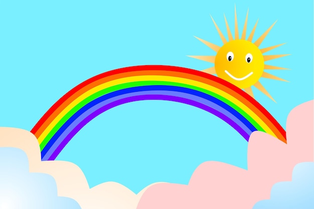 Flat design of rainbow and cloud illustration vector