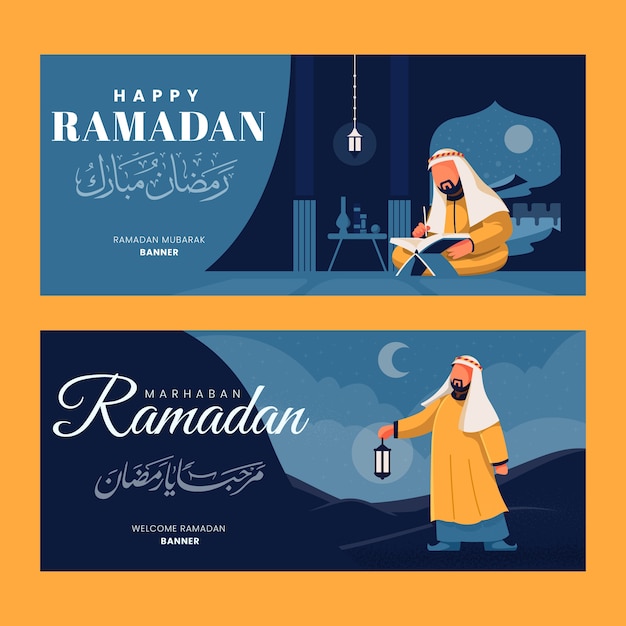 Flat design ramadan banners