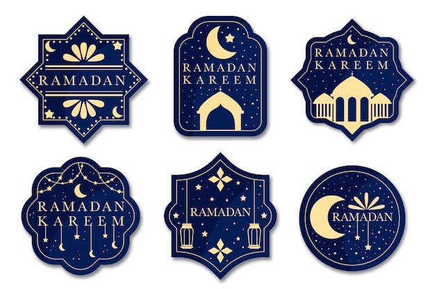 Vettore concetto di collezione di etichette design piatto ramadan