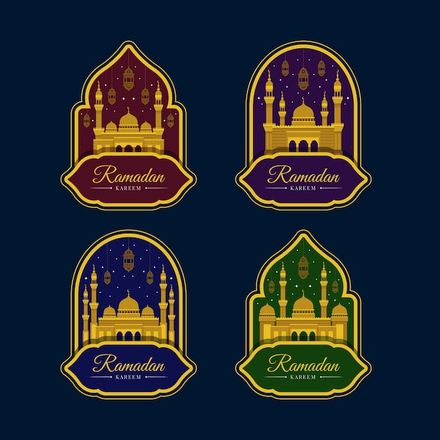 Vector flat design ramadan labels collection