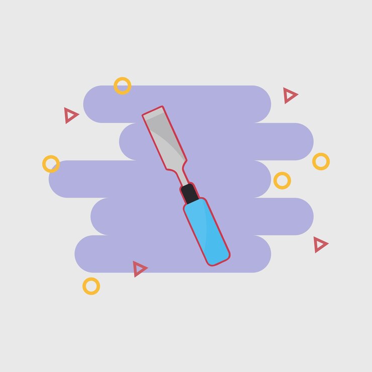 Vector a flat design of a razor with a blue handle.