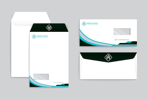 Flat design real estate envelope template design