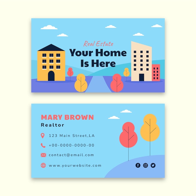 Flat design real estate horizontal business card