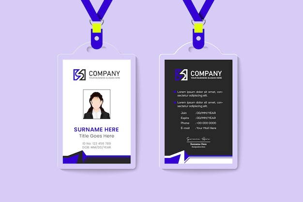 Flat design real estate id card template