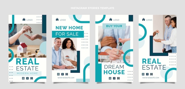 Vector flat design real estate instagram stories