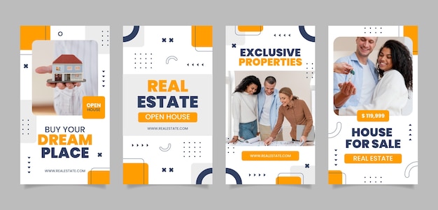 Vector flat design real estate instagram stories