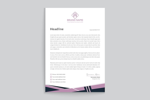 Flat design real estate letterhead template