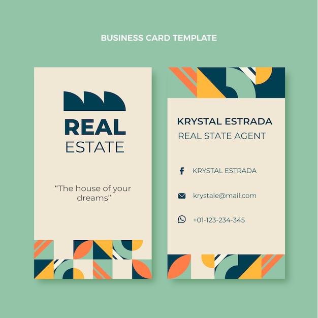 Vector flat design real estate vertical business card