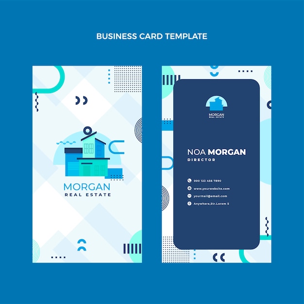 Flat design real estate vertical business card