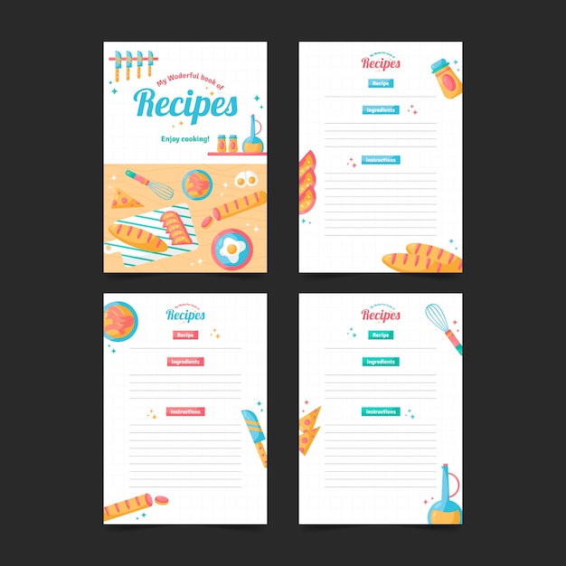 Vector flat design recipe book design