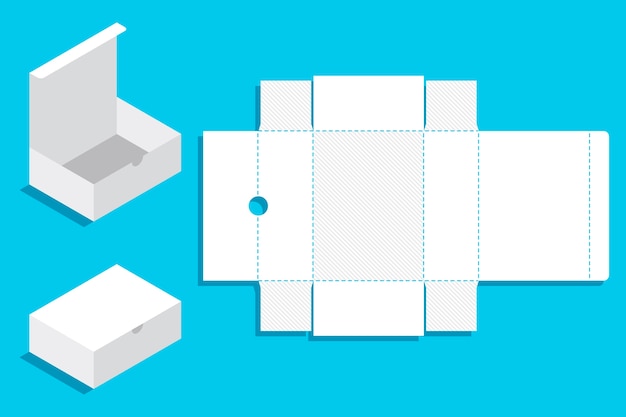 Flat design rectangular box die cut template