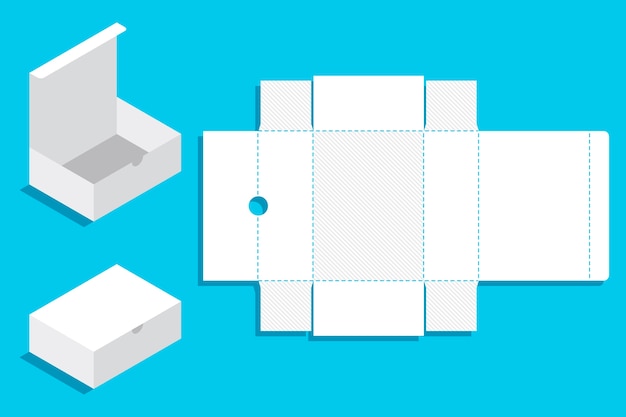 Vettore modello fustellato a scatola rettangolare dal design piatto