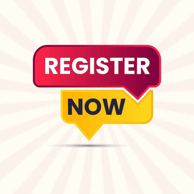 flat design register now label design