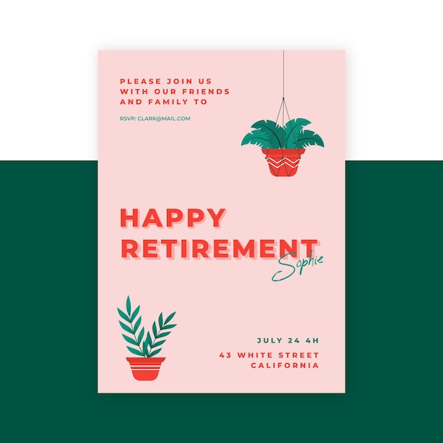 Vector flat design retirement greeting card