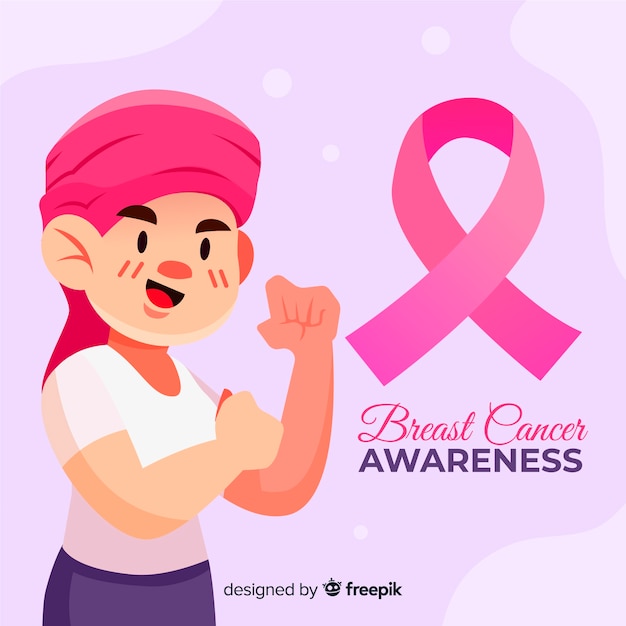 Flat design ribbon breast cancer awareness