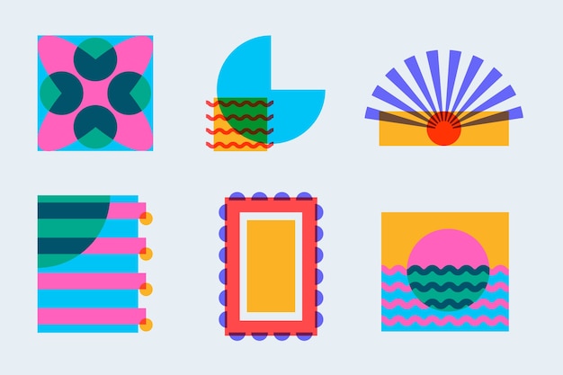 Vector flat design risograph element collection