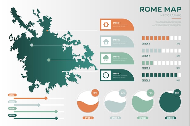 Flat design rome map infographics