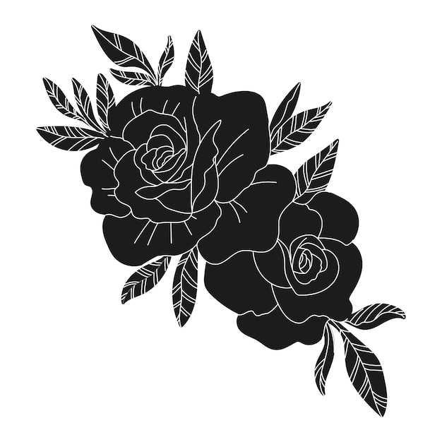 Vector flat design rose silhouette