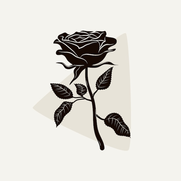 Vector flat design rose silhouette