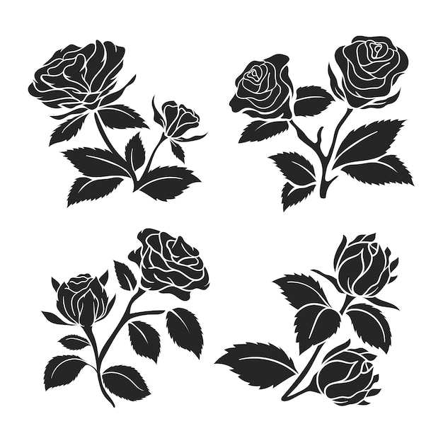 Vector flat design rose silhouette