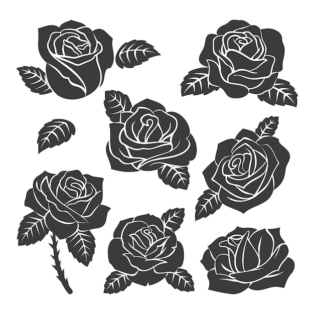 Flat design rose silhouette