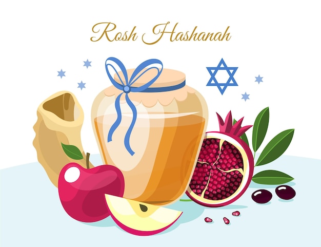 평면 디자인 로시 Hashanah 개념