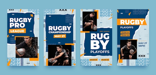 Vector flat design rugby template design