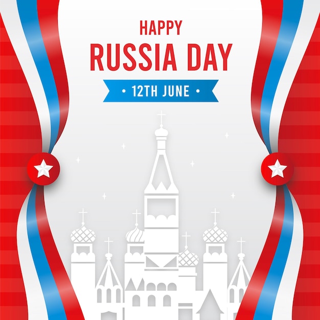 Vector flat design russia day and city