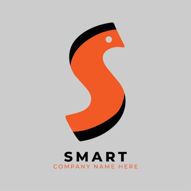 Flat design s letter  logo template , orange and black S company logo design
