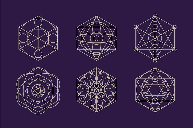 Vector flat design sacred geometry element collection